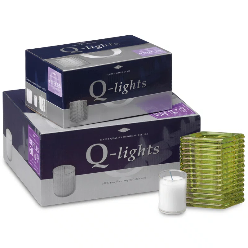 Q-LIGHTS SQUARE RIBBED GLASSLIME GREEN
