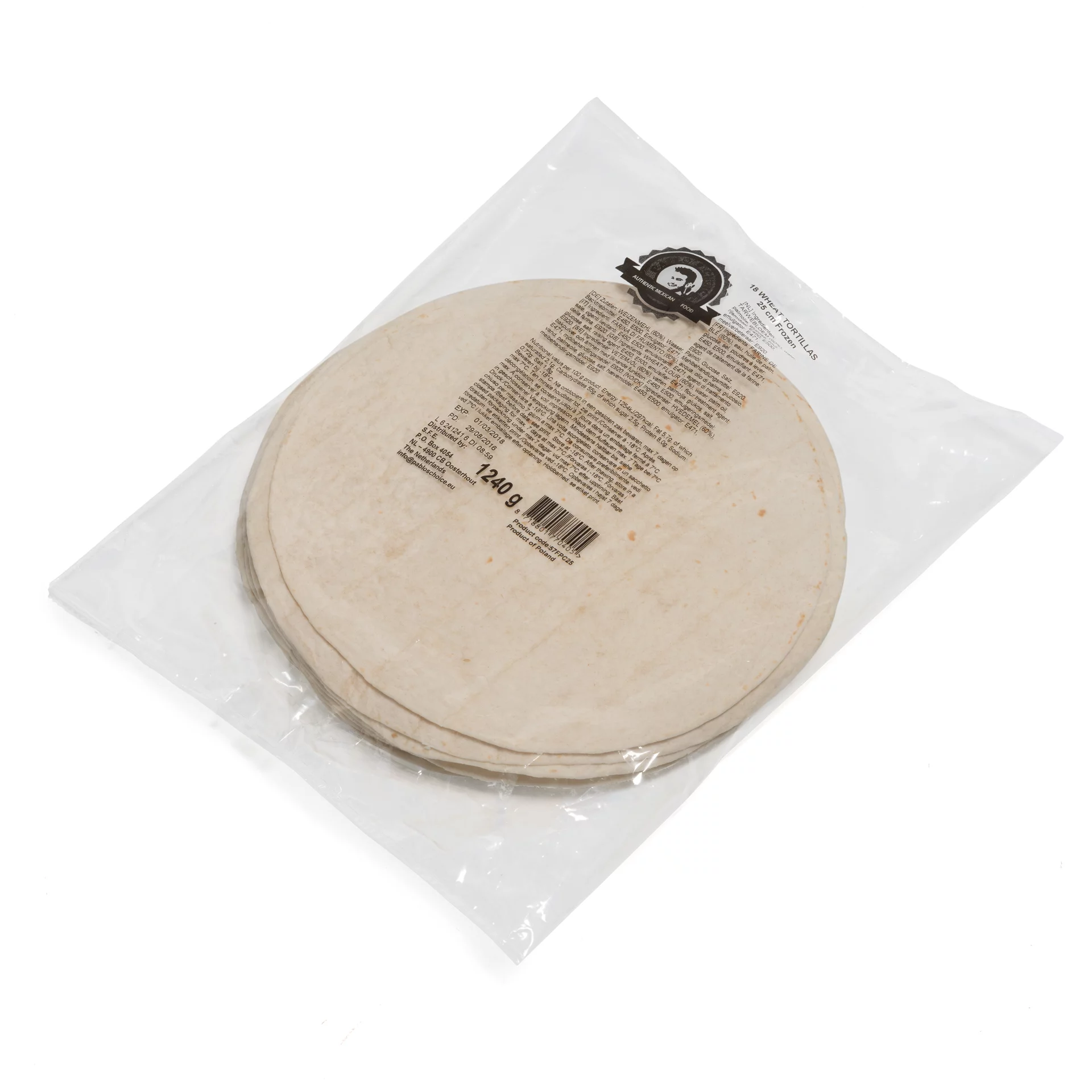 PABLO'S CHOICE FLOUR TORTILLA  TARWE10 25CM
